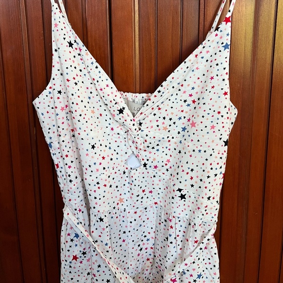 NWT LOFT White Multicolor Stars Twist Open Front Shorts Romper Size 4 - Picture 5 of 12